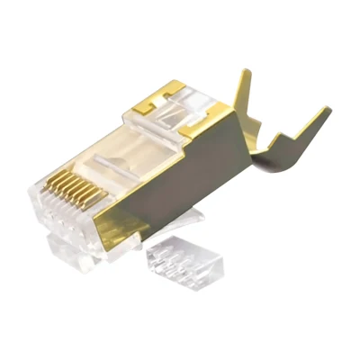 Модульная вилка CAT.7 RJ45 8P8C, экранированная (FTP), сетевые разъемы, экран из позолоченной меди, комплект из 2 предметов