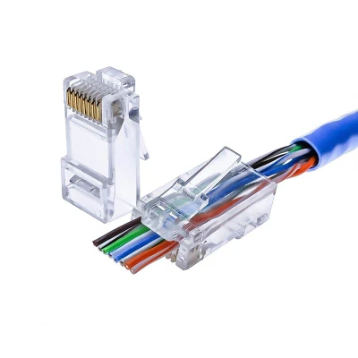 Разъем RJ45 8p8c CAT6, концевой проход, 3-контактный модульный разъем Ethernet