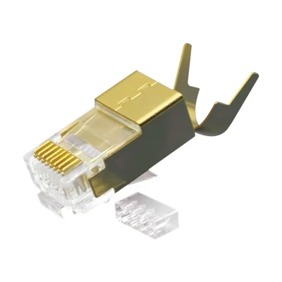 Модульная вилка CAT.7 RJ45 8P8C, экранированная (FTP), сетевые разъемы, позолоченный медный экран, комплект из 2 предметов, материал