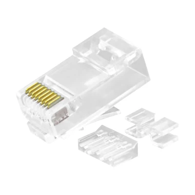 CAT.6A RJ45 8P8C Модульная вилка Неэкранированные (UTP) Сетевые разъемы Комплект из 3 предметов Прозрачный